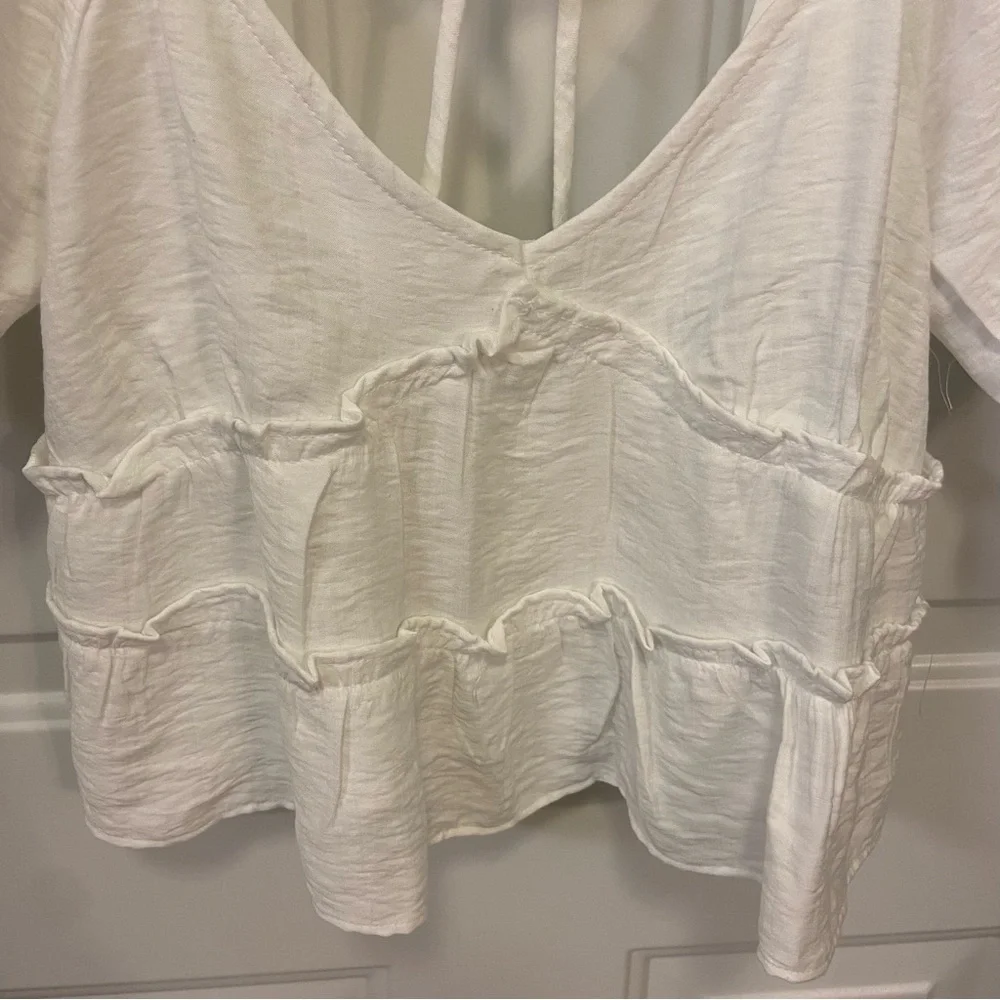 White Ruffled Women's Top - Picture 5 of 13